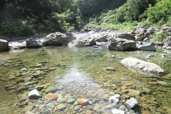 秋山郷の温泉めぐり。ここは最奥の切明温泉の露天風呂。自然度満点！