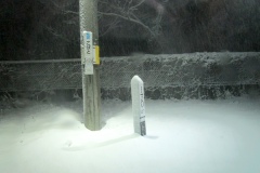 小波渡駅。雪が激しく降っている