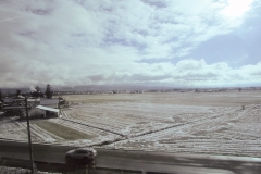 会津盆地の眺め。雪は少なくなる