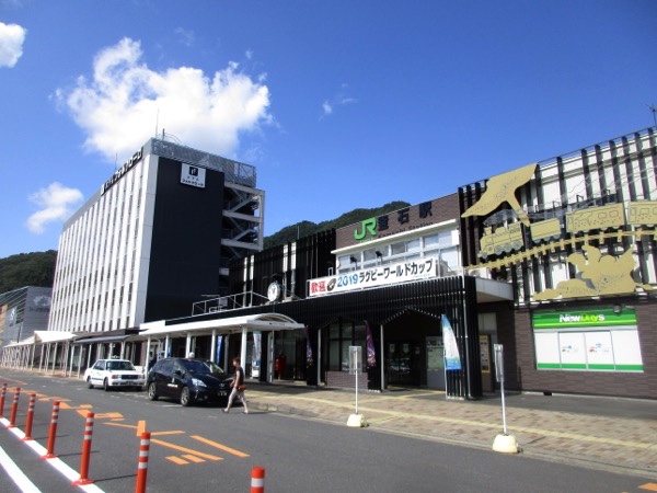 釜石駅前に到着