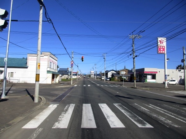 湧別の町に入っていく