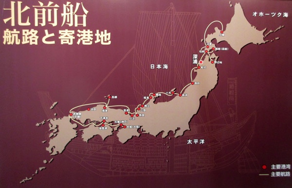 江戸時代の北前船の航路と寄港地