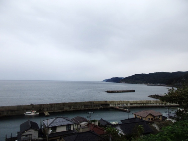 五十川から見る日本海の海岸線